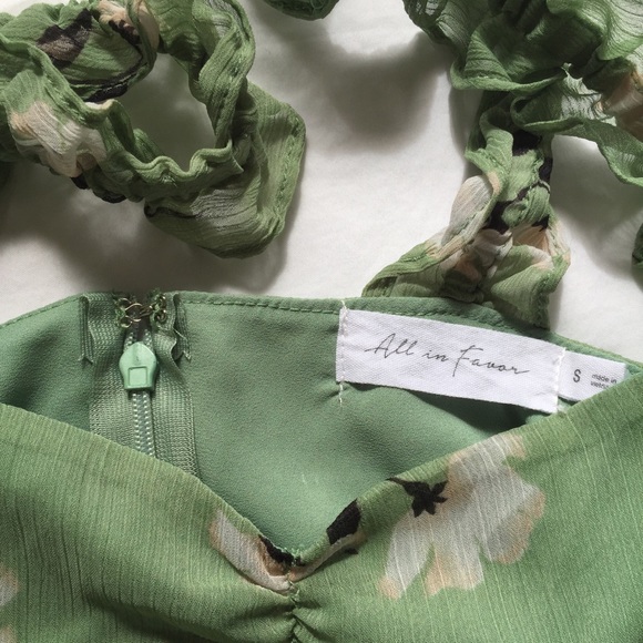 All in Favor Green Floral Print Dress - Picture 3 of 5